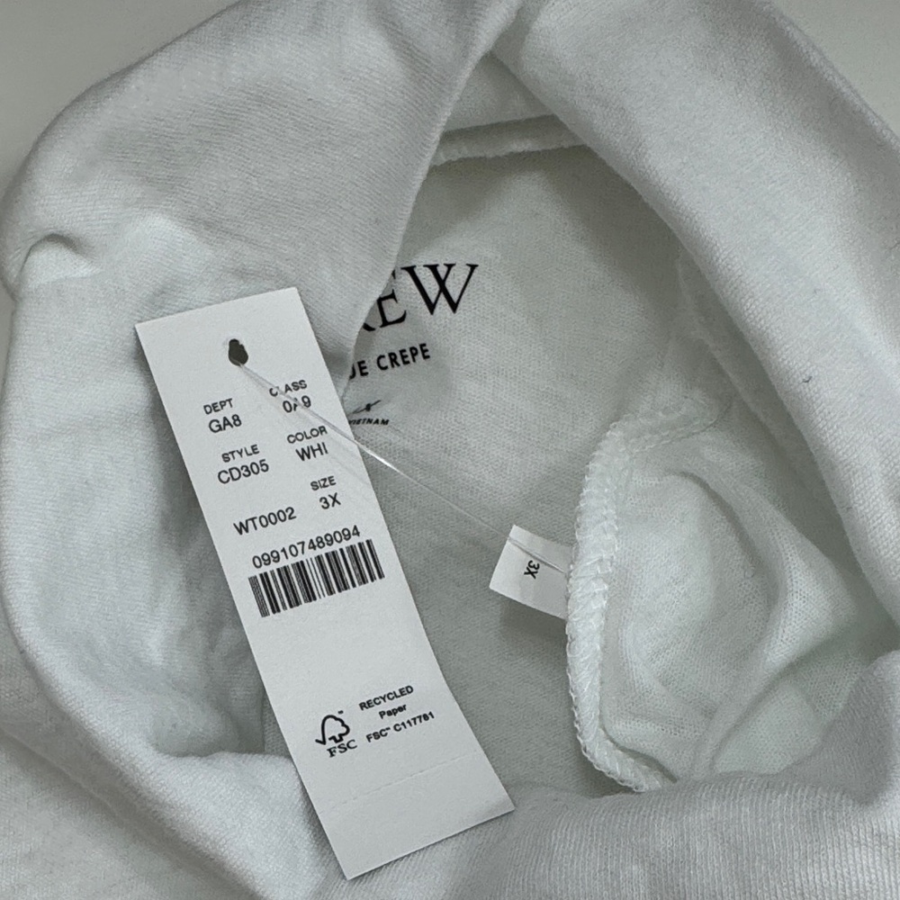 NWT J. Crew Women’s Plus Size 3X White Long Sleeve Tissue Turtleneck - Picture 3 of 11
